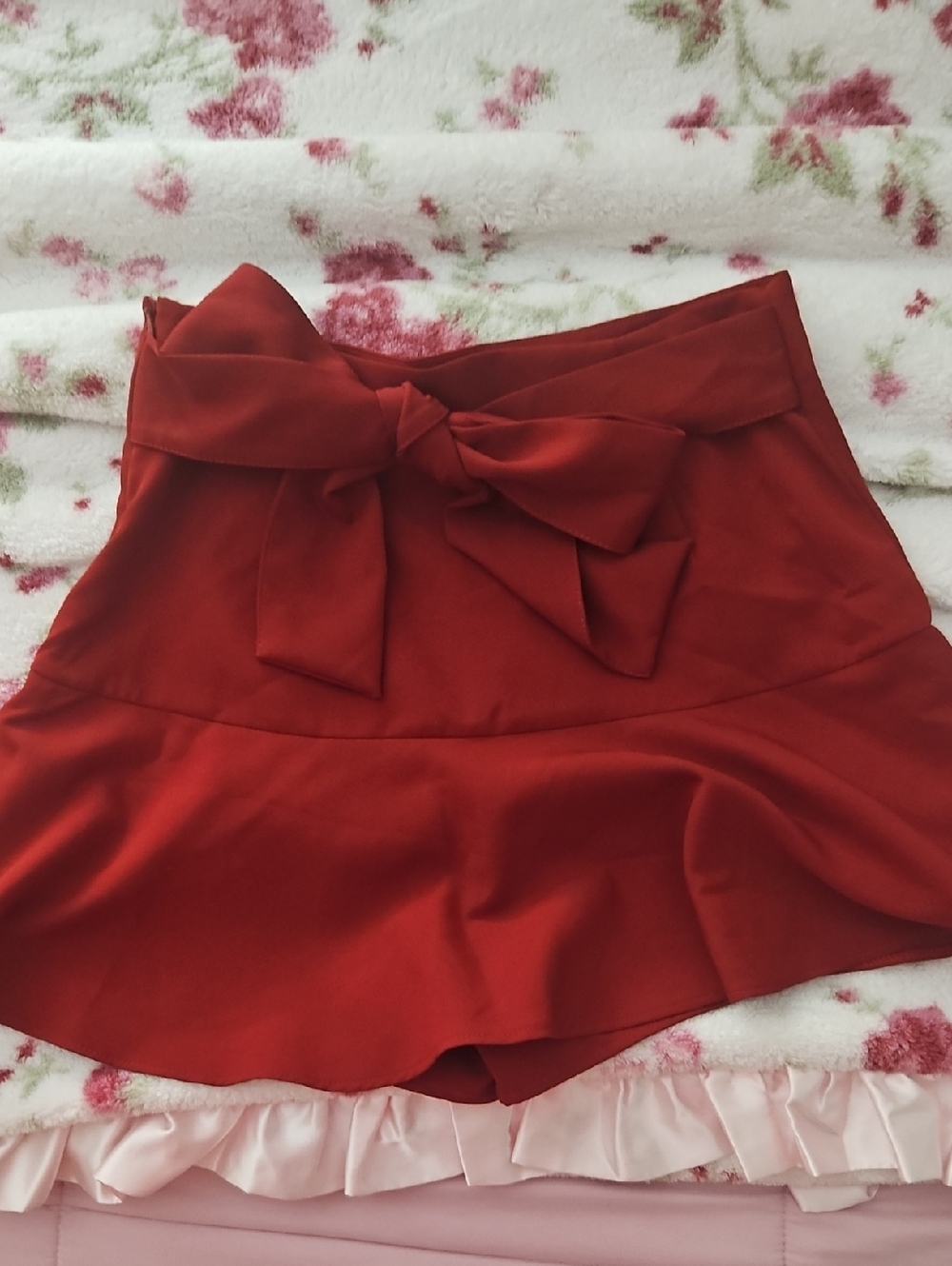 Zara Red Structured Skort